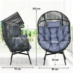 Outsunny String Rattan Egg Chair, with Padded Seat Cushion - Grey/Black