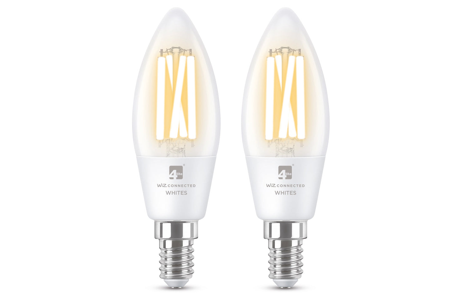 4lite WiZ Connected C35 Candle Filament White WiFi LED Smart Bulb - E14 Small Screw