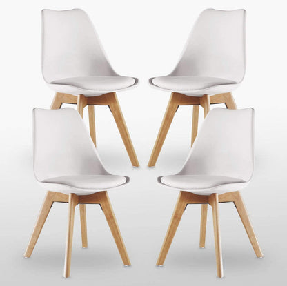 5PCs Dining Set - White Halo Dining Table & Set of 4 Lorenzo Tulip Dining Chairs