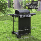 Outsunny Four Burner Gas Grill BBQ - Black