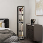 LED Floor Lamp with Shelves, Modern Dimmable Standing Lamp with 3 Brightness Levels and Foot Switch for Living Room, Bedroom, Office, Black
