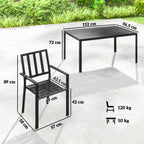 Outsunny Seven-Piece Minimal Metal Garden Dining Set, with Parasol Hole - Black