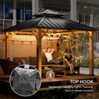 Outsunny 3.5 x 3.5m Outdoor Hardtop Gazebo Canopy with Two-tier Metal Roof, Black