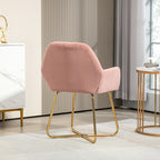 HOMCOM Modern Arm Chair Set of 2 Upholstered Accent Chair with Metal Base for Living Room Pink