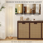 LED Floor Lamp for Living Room, 120cm Modern Standing Lamp with 3000K/4500K/6500K Colour Temperatures, Linen Shade and Wooden Base, Grey