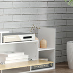 TV Cabinet with Wall Shelf for Wall-Mounted 65" TVs or Standing 40" TVs - White and Natural