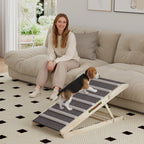 PawHut Dog Ramp for Couch, Adjustable Folding Pet Ramp, 4 Adjustable Height Dog Climbing Ladder, 35/43/47/50 cm Height