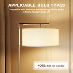 Floor Lamp, Modern Standing Lamp with Linen Lampshade, Round Base for Living Room, Bedroom, Dining Room, 153cm, Silver Tone