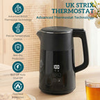 Electric Kettle, 1.7L Fast Boil 3kW Water Kettle with UK Strix Thermostat, LED Display, Keep Warm Function, Black