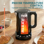 Electric Kettle, 1.7L, Fast Boil, 3kW Water Kettle with UK Strix Thermostat, Keep Warm Function, LCD Base, Black