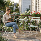 Outsunny Outdoor Bistro Set Folding Patio Furniture Set with 2 Chairs Table for 2 People White and Green
