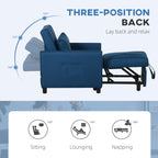 HOMCOM Linen-Look Single Chair Bed with Thick Padding - Blue