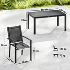 Outsunny Seven-Piece Garden Dining Set, with Plastic Wood-Top Table - Black