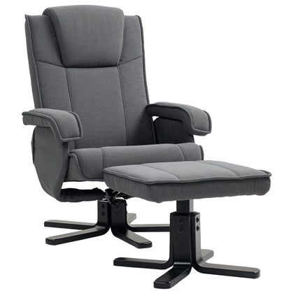 Swivel Recliner Chair with Footstool - Charcoal Grey Velvet