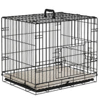 PawHut Foldable Dog Crate with Two Doors with Tray, Soft Cushion, for Extra Small Dogs, 60 x 45 x 50, Black