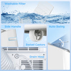 14000 BTU Mobile Air Conditioner, 35m², Smart Home WiFi, with Dehumidifier, Fan, 24H Timer, Window Kit, White