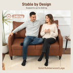 HOMCOM Faux Leather Marble-Effect Two-Seater Sofa - Brown