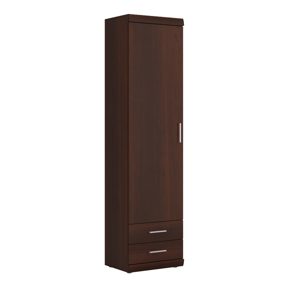 Ingrid Tall 1 Door 2 Drawer Narrow Cabinet in Dark Mahogany Melamine