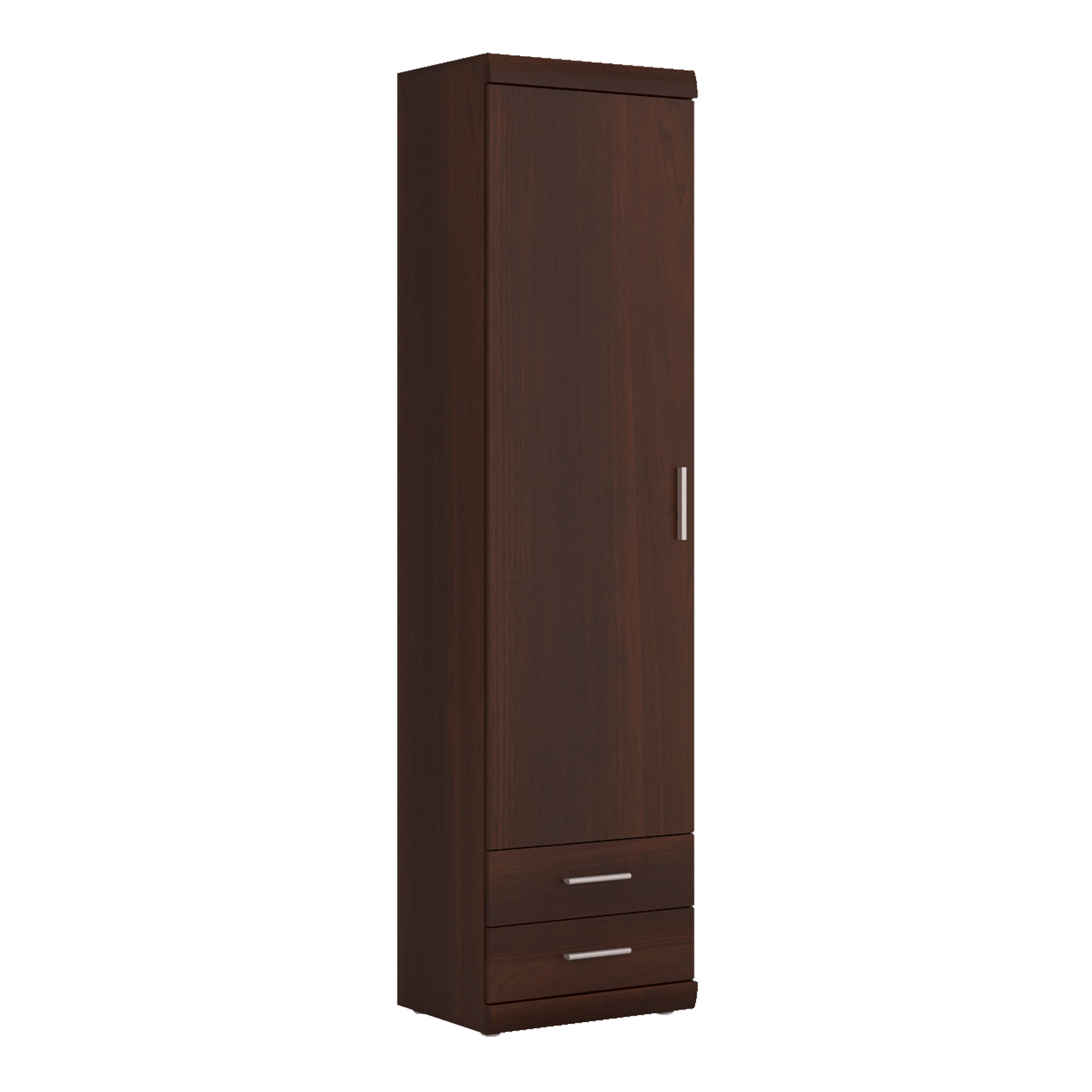 Ingrid Tall 1 Door 2 Drawer Narrow Cabinet in Dark Mahogany Melamine