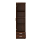 Ingrid Tall 1 Door 2 Drawer Narrow Cabinet in Dark Mahogany Melamine