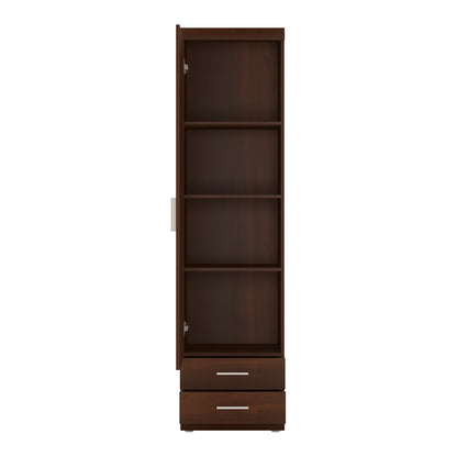 Ingrid Tall 1 Door 2 Drawer Narrow Cabinet in Dark Mahogany Melamine