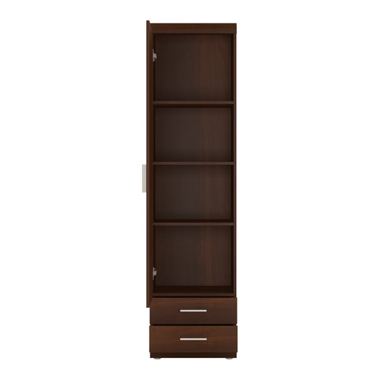Ingrid Tall 1 Door 2 Drawer Narrow Cabinet in Dark Mahogany Melamine