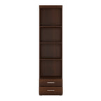 Ingrid Tall 2 Drawer Narrow Cabinet with Open Shelving in Dark Mahogany Melamine