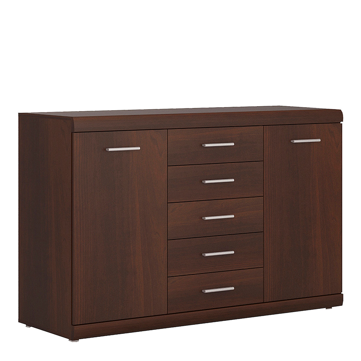 Ingrid 2 Door 5 Drawer Sideboard in Dark Mahogany Melamine