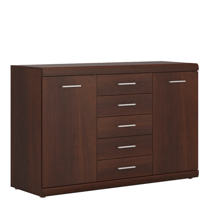 Ingrid 2 Door 5 Drawer Sideboard in Dark Mahogany Melamine