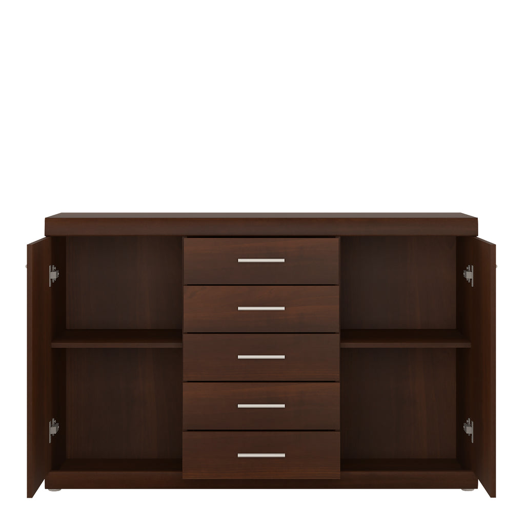 Ingrid 2 Door 5 Drawer Sideboard in Dark Mahogany Melamine