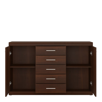 Ingrid 2 Door 5 Drawer Sideboard in Dark Mahogany Melamine
