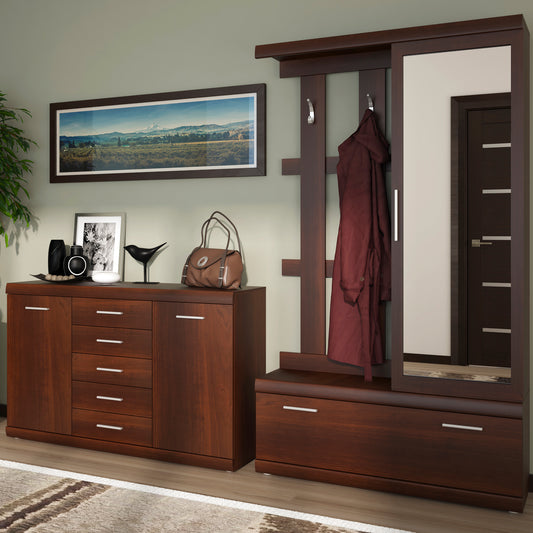 Ingrid 2 Door 5 Drawer Sideboard in Dark Mahogany Melamine