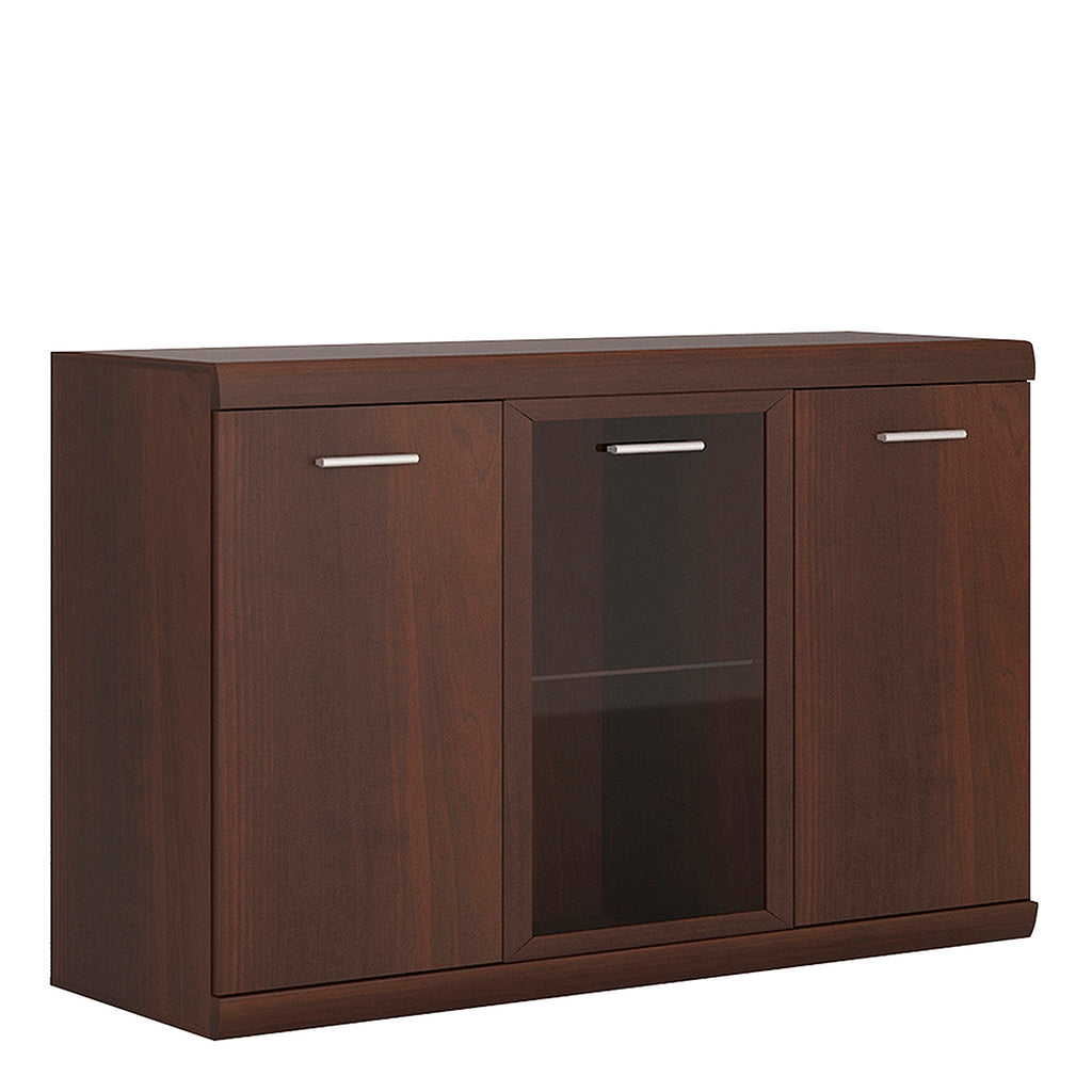 Ingrid 3 Door Glazed Sideboard in Dark Mahogany Melamine