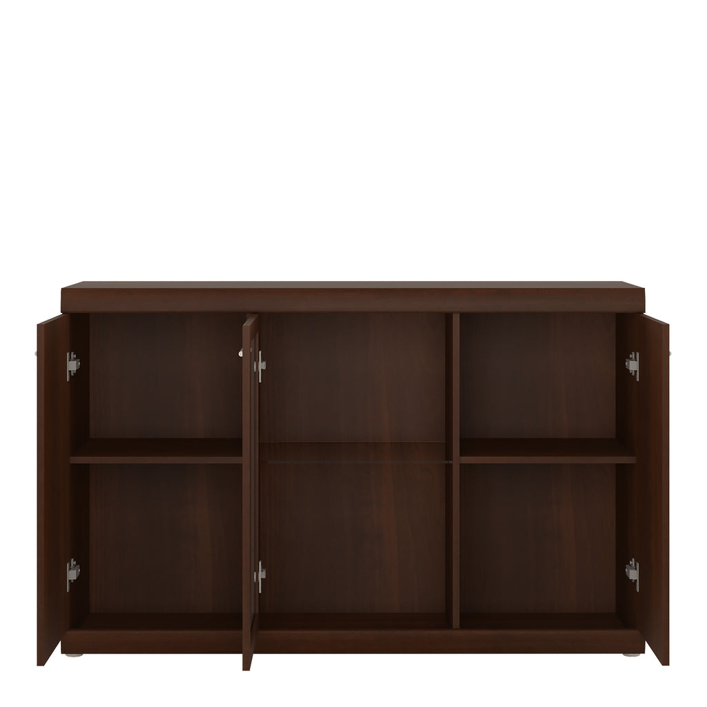 Ingrid 3 Door Glazed Sideboard in Dark Mahogany Melamine