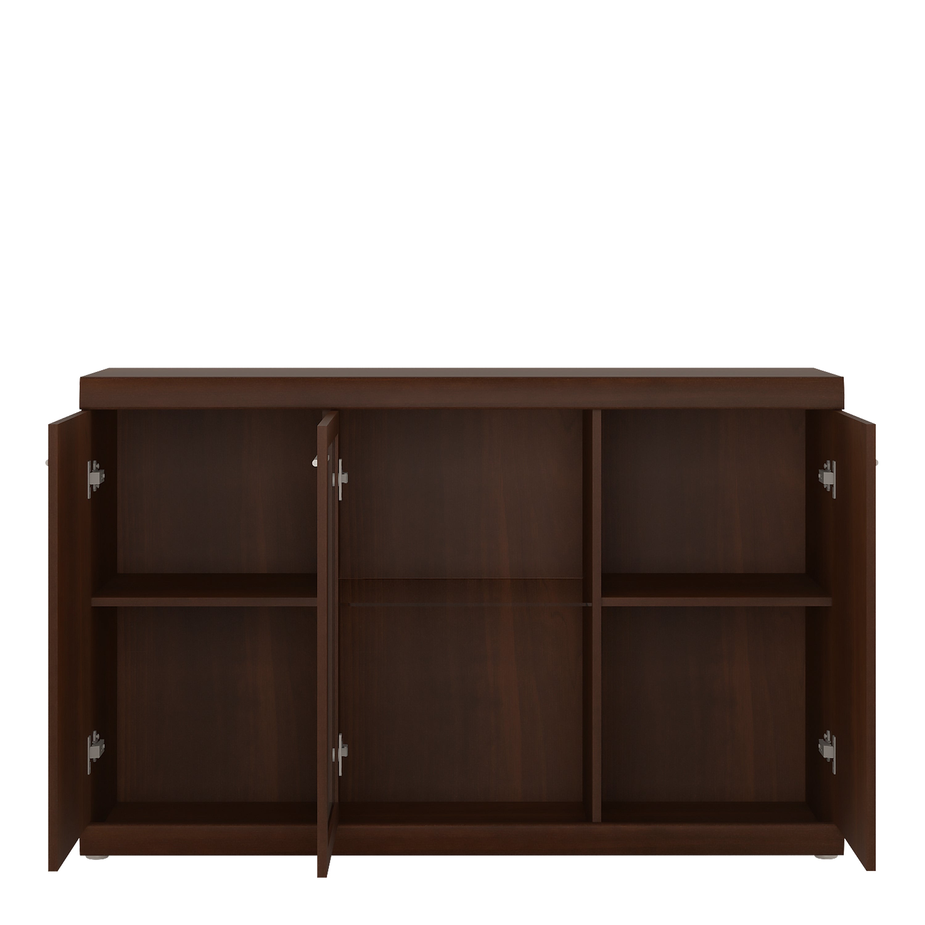 Ingrid 3 Door Glazed Sideboard in Dark Mahogany Melamine