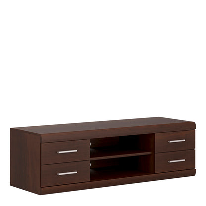 Ingrid Wide 4 Drawer TV Cabinet in Dark Mahogany Melamine