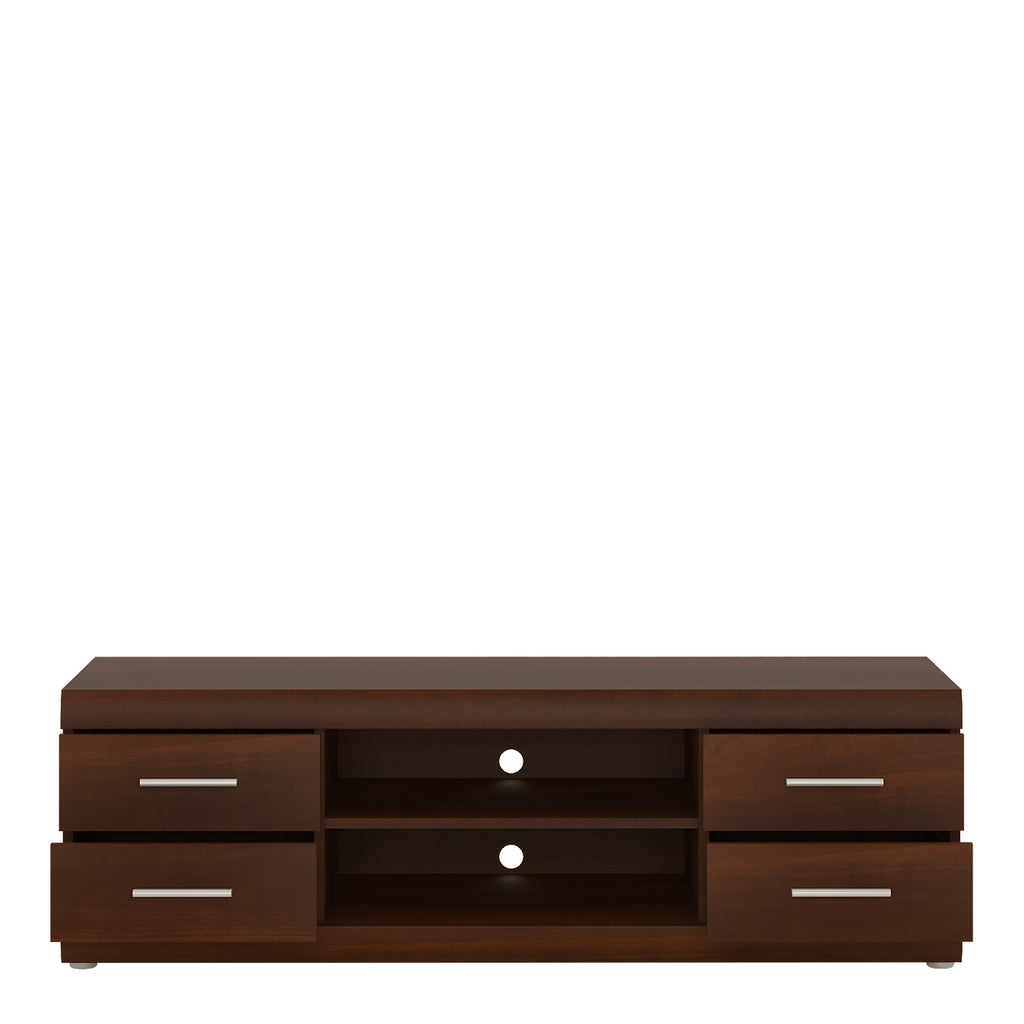 Ingrid Wide 4 Drawer TV Cabinet in Dark Mahogany Melamine