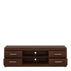 Ingrid Wide 4 Drawer TV Cabinet in Dark Mahogany Melamine