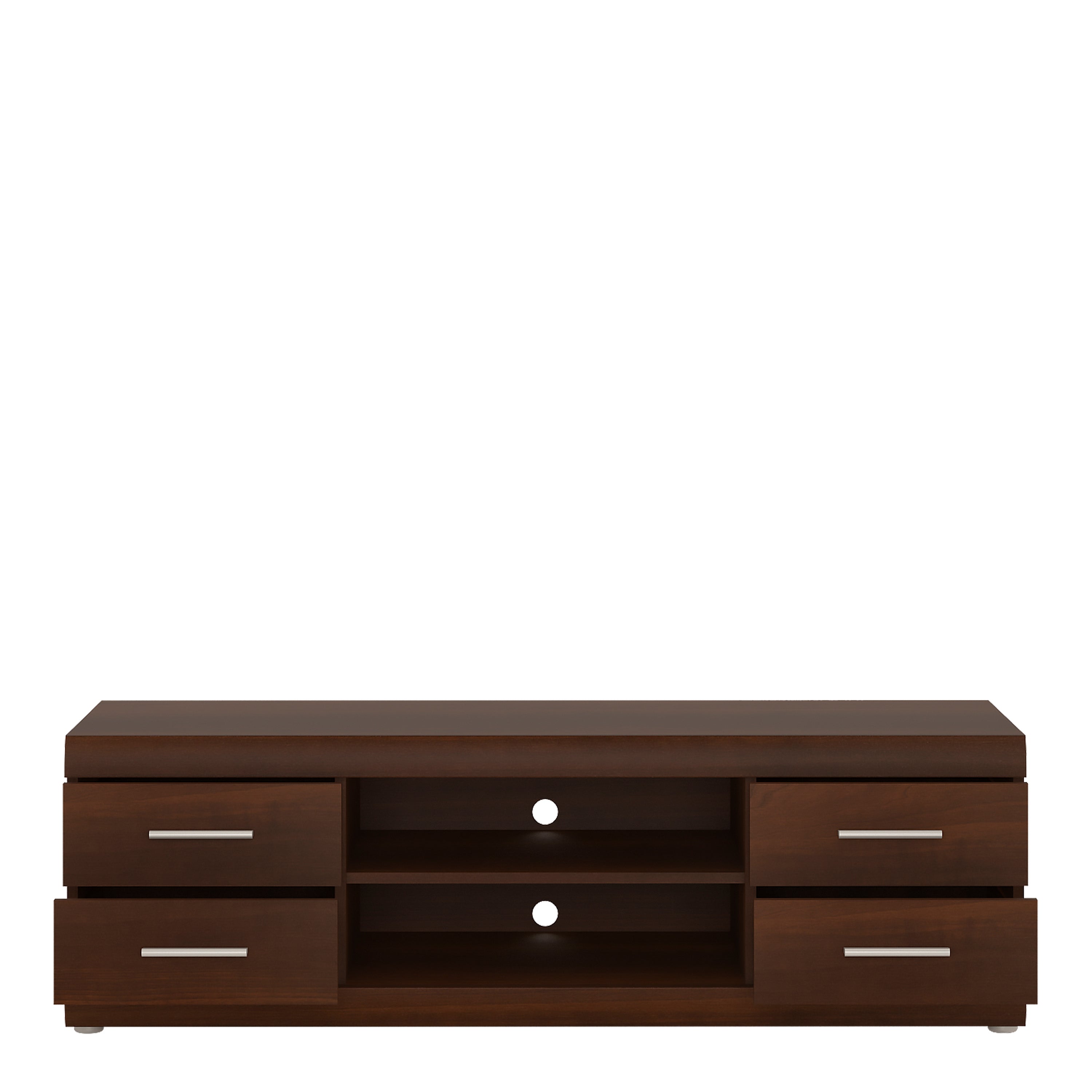 Ingrid Wide 4 Drawer TV Cabinet in Dark Mahogany Melamine