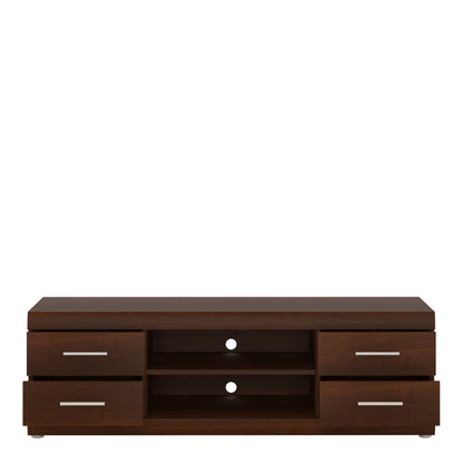 Ingrid Wide 4 Drawer TV Cabinet in Dark Mahogany Melamine