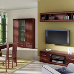 Ingrid Wide 4 Drawer TV Cabinet in Dark Mahogany Melamine