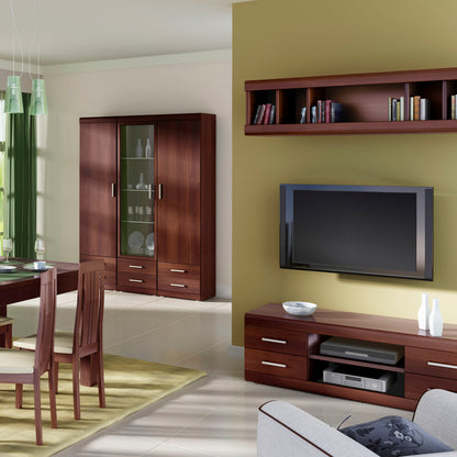 Ingrid Wide 4 Drawer TV Cabinet in Dark Mahogany Melamine