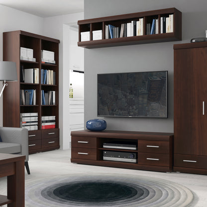 Ingrid Wide 4 Drawer TV Cabinet in Dark Mahogany Melamine