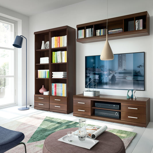 Ingrid Wide 4 Drawer TV Cabinet in Dark Mahogany Melamine