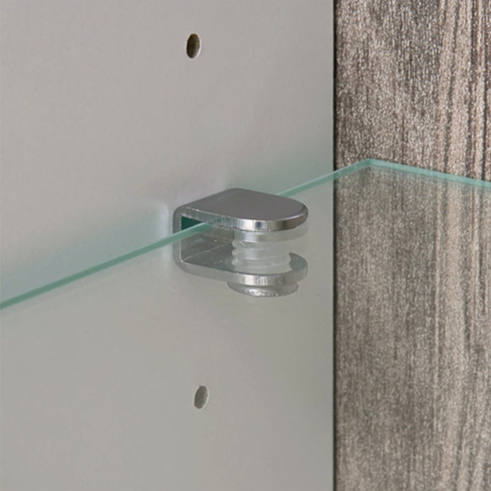 Claudia Living Low Display Cabinet 109cm Wide in White with a Truffle Oak Trim