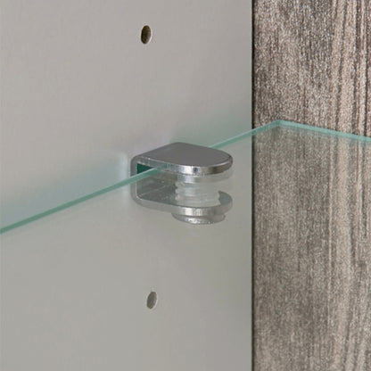 Claudia Living Low Display Cabinet 109cm Wide in White with a Truffle Oak Trim