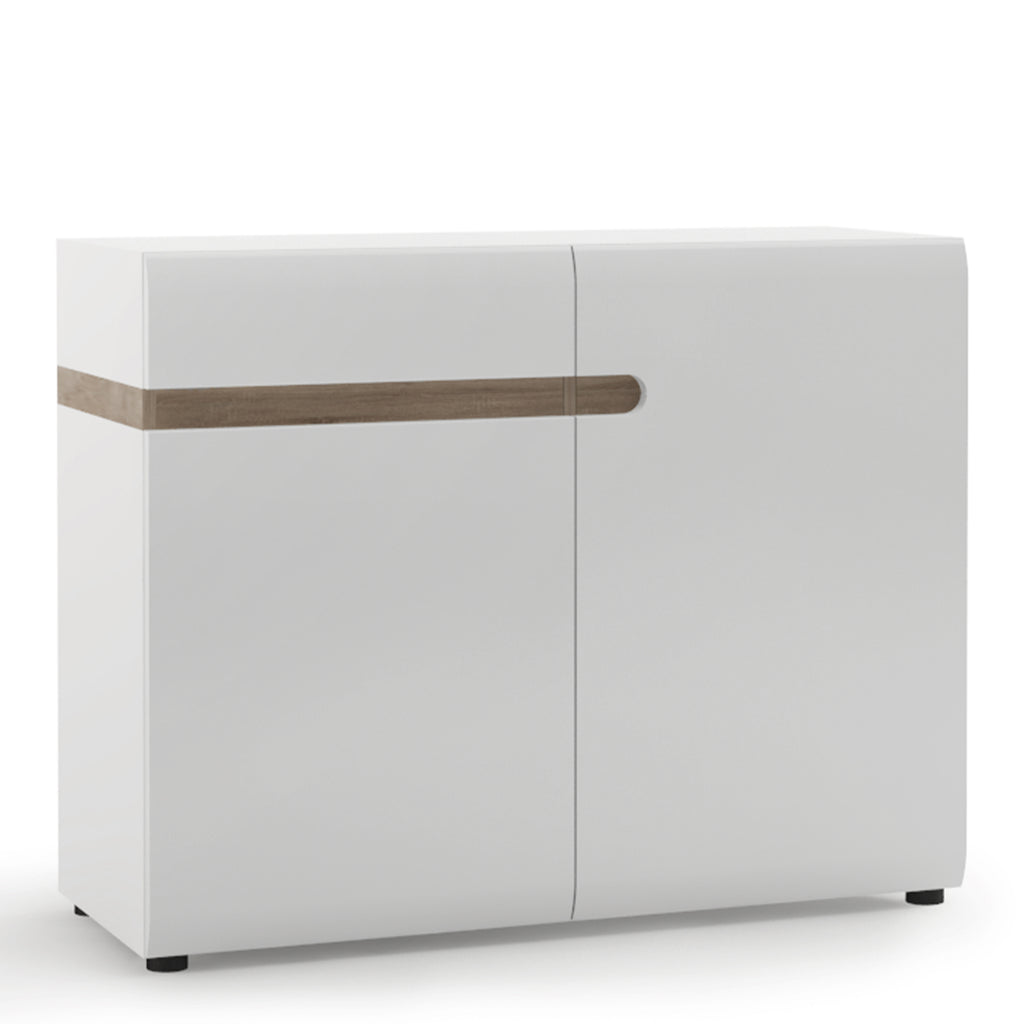Claudia Living 1 Drawer 2 Door Sideboard in White with a Truffle Oak Trim