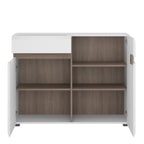 Claudia Living 1 Drawer 2 Door Sideboard in White with a Truffle Oak Trim
