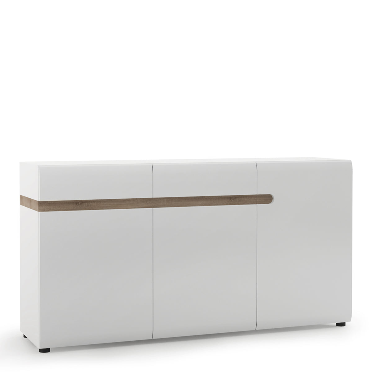 Claudia Living 2 Drawer 3 Door Sideboard in White with a Truffle Oak Trim