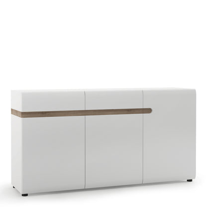 Claudia Living 2 Drawer 3 Door Sideboard in White with a Truffle Oak Trim